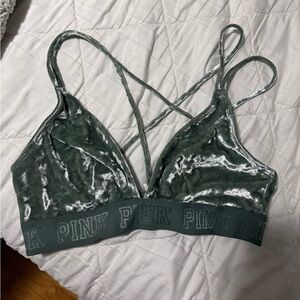 PINK Green Velvet Bralette